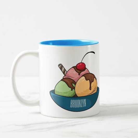 Tasse 2 Couleurs Illustration de dessin animé de glace  (Gauche)