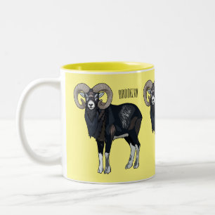 Tasse 2 Couleurs illustration de dessin animé de mouflon