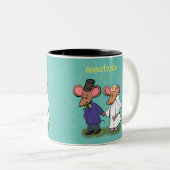 Tasse 2 Couleurs Illustration de dessin animé d'un couple de souris (Devant droit)