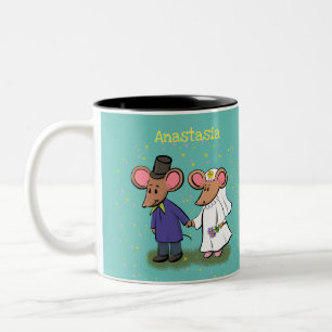 Tasse 2 Couleurs Illustration de dessin animé d'un couple de souris