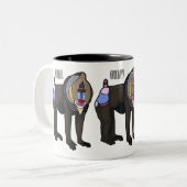 Tasse 2 Couleurs Illustration de dessin animé Mandrill (Devant gauche)