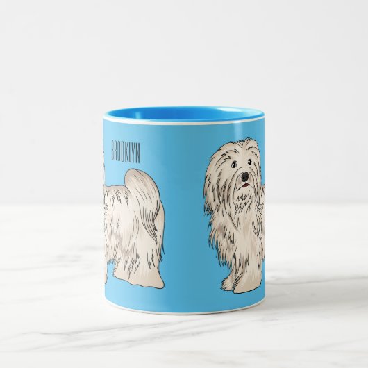 Tasse 2 Couleurs Illustration de dessin de chien de Havan (Centre)