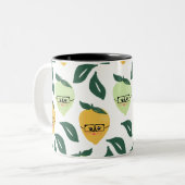 Tasse 2 Couleurs Illustration de dessin de citron et citron vert (Devant gauche)