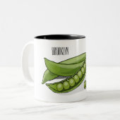 Tasse 2 Couleurs Illustration de dessin de pois (Devant gauche)