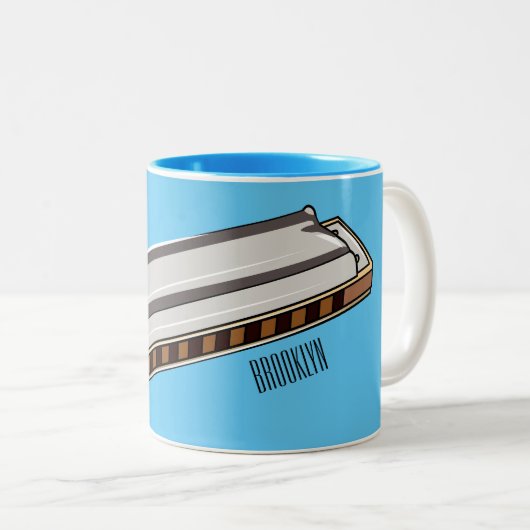 Tasse 2 Couleurs Illustration de dessin d'Harmonica (Devant droit)
