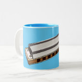 Tasse 2 Couleurs Illustration de dessin d'Harmonica (Devant gauche)