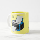 Tasse 2 Couleurs Illustration de dessin d'imprimante (Devant gauche)