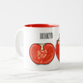 Tasse 2 Couleurs Illustration de dessin sur la tomate (Devant gauche)