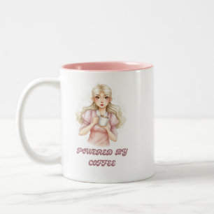 Tasse 2 Couleurs Illustration de fille mignonne amoureuse du café
