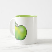 Tasse 2 Couleurs Illustration de fruits de pomme de dessin vert (Devant gauche)