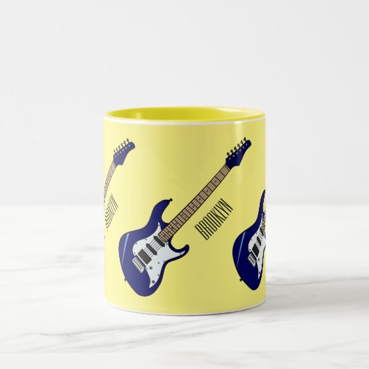 Tasse 2 Couleurs Illustration de guitare électrique (Centre)