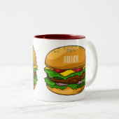 Tasse 2 Couleurs Illustration de Hamburger (Devant droit)