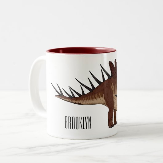 Tasse 2 Couleurs Illustration de Kentrosaurus (Devant gauche)