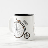 Tasse 2 Couleurs Illustration de la bande dessinée de vélo à grande (Devant gauche)