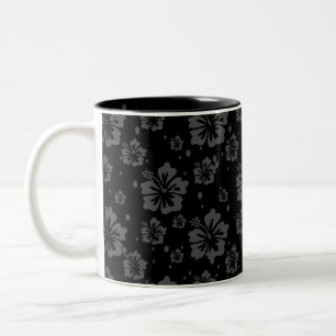 Tasse 2 Couleurs Illustration de la fleur noire sur l'Arrière - pla