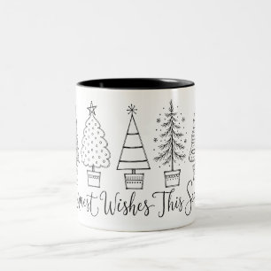 Tasse 2 Couleurs Illustration de la ligne d'arbre de Noël cosy