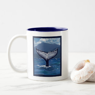 Tasse 2 Couleurs Illustration de la queue de baleine à bosse Citati