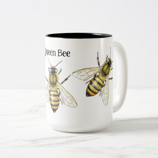 Tasse 2 Couleurs Illustration de l'abeille royale (Devant droit)