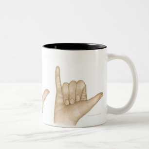 Tasse 2 Couleurs Illustration de langue des signes utilisant des