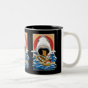 Tasse 2 Couleurs Illustration de l'attaque de requins sushis