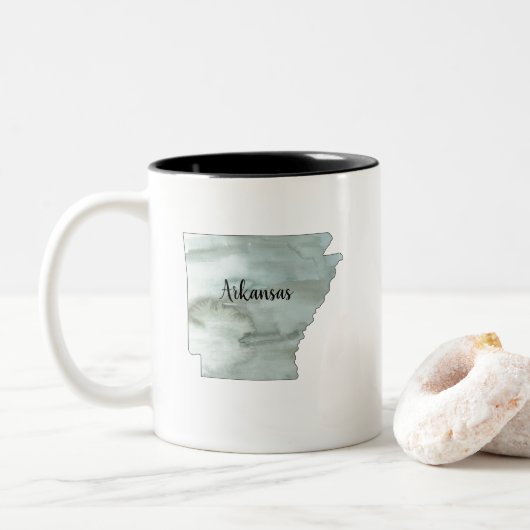 Tasse 2 Couleurs Illustration de l'État de l'Arkansas (Avec donut)