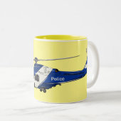 Tasse 2 Couleurs Illustration de l'hélicoptère de police (Devant droit)