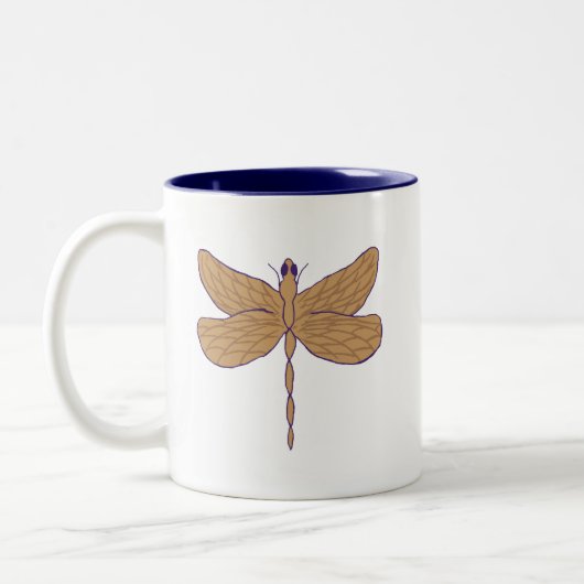 Tasse 2 Couleurs Illustration de libellule violet et tan (Gauche)