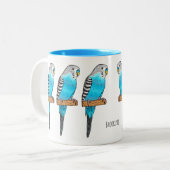 Tasse 2 Couleurs Illustration de l'oiseau bleu budgerigar (Devant gauche)