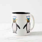 Tasse 2 Couleurs Illustration de mignon macaroni pingouin (Devant droit)