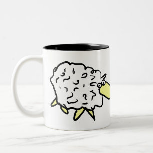 Tasse 2 Couleurs Illustration de mouton amusante sur un