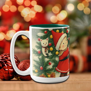 Tasse 2 Couleurs Illustration de Noël vintage