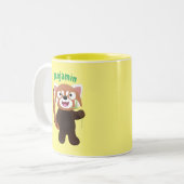 Tasse 2 Couleurs Illustration de panda rouge mignon (Devant gauche)