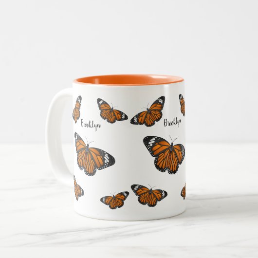 Tasse 2 Couleurs Illustration de papillon monarque (Devant gauche)