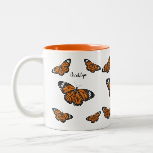 Tasse 2 Couleurs Illustration de papillon monarque (Gauche)