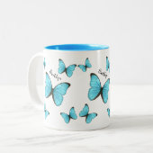 Tasse 2 Couleurs Illustration de papillons Morpho (Devant gauche)