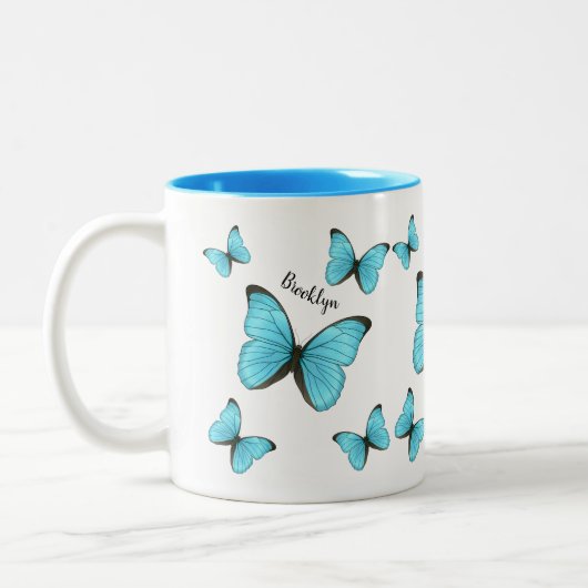 Tasse 2 Couleurs Illustration de papillons Morpho (Gauche)