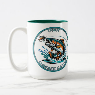 Tasse 2 Couleurs Illustration de pêche à la mouche logo Truite Surf