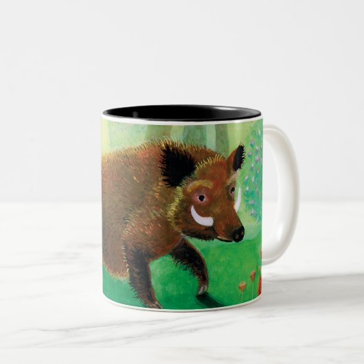 Tasse 2 Couleurs Illustration de sanglier (Devant droit)