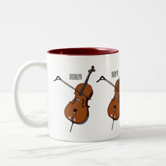 Tasse 2 Couleurs Illustration de violoncelle (Gauche)