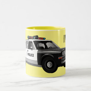 Tasse 2 Couleurs Illustration de voiture de police dessin animé
