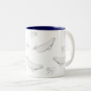Tasse 2 Couleurs Illustration Délicate Des Baleines Beluga Et Des M