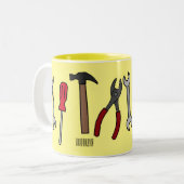 Tasse 2 Couleurs Illustration des outils de menuiserie (Devant gauche)