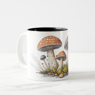 Tasse 2 Couleurs Illustration détaillée des champignons