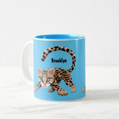Tasse 2 Couleurs Illustration d'ocelot mignon (Devant gauche)