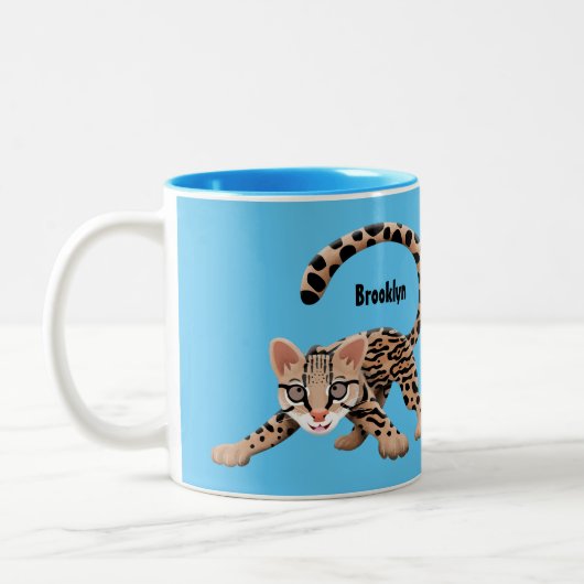 Tasse 2 Couleurs Illustration d'ocelot mignon (Gauche)