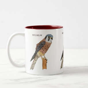 Tasse 2 Couleurs Illustration d'oiseau américain Kestrel