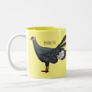 Tasse 2 Couleurs Illustration d'oiseau de faisan à oreilles bleues