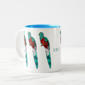 Tasse 2 Couleurs Illustration d'oiseau de quetzal resplendissant (Devant gauche)
