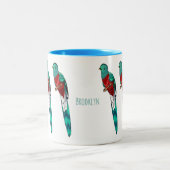 Tasse 2 Couleurs Illustration d'oiseau de quetzal resplendissant (Centre)