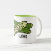 Tasse 2 Couleurs Illustration d'Okra (Devant droit)